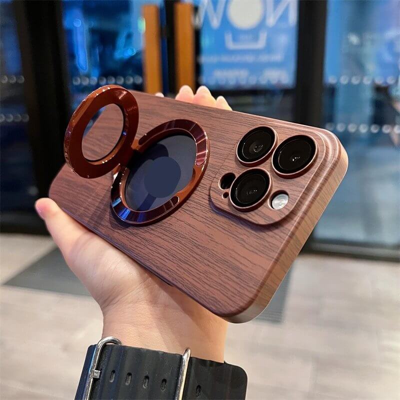 Walnut grain magnetic stand case for iPhone-Buy 2 Free Shipping